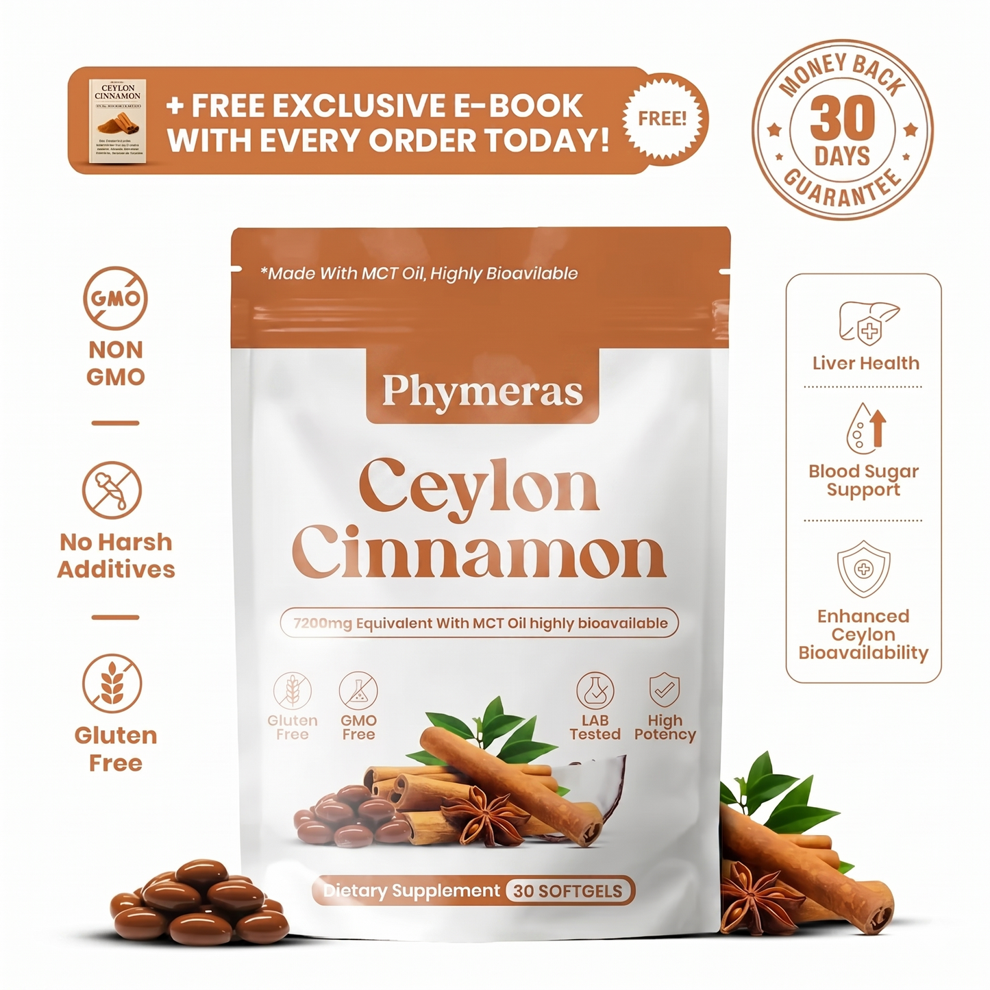 Ceylon Cinnamon 7200mg Equivalent with MCT Oil