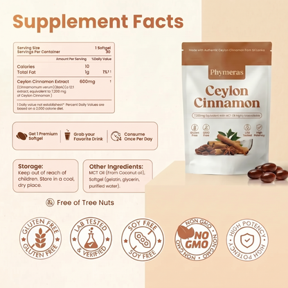 Ceylon Cinnamon 7200mg Equivalent with MCT Oil